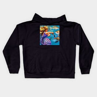 mermaids and fishes Kids Hoodie